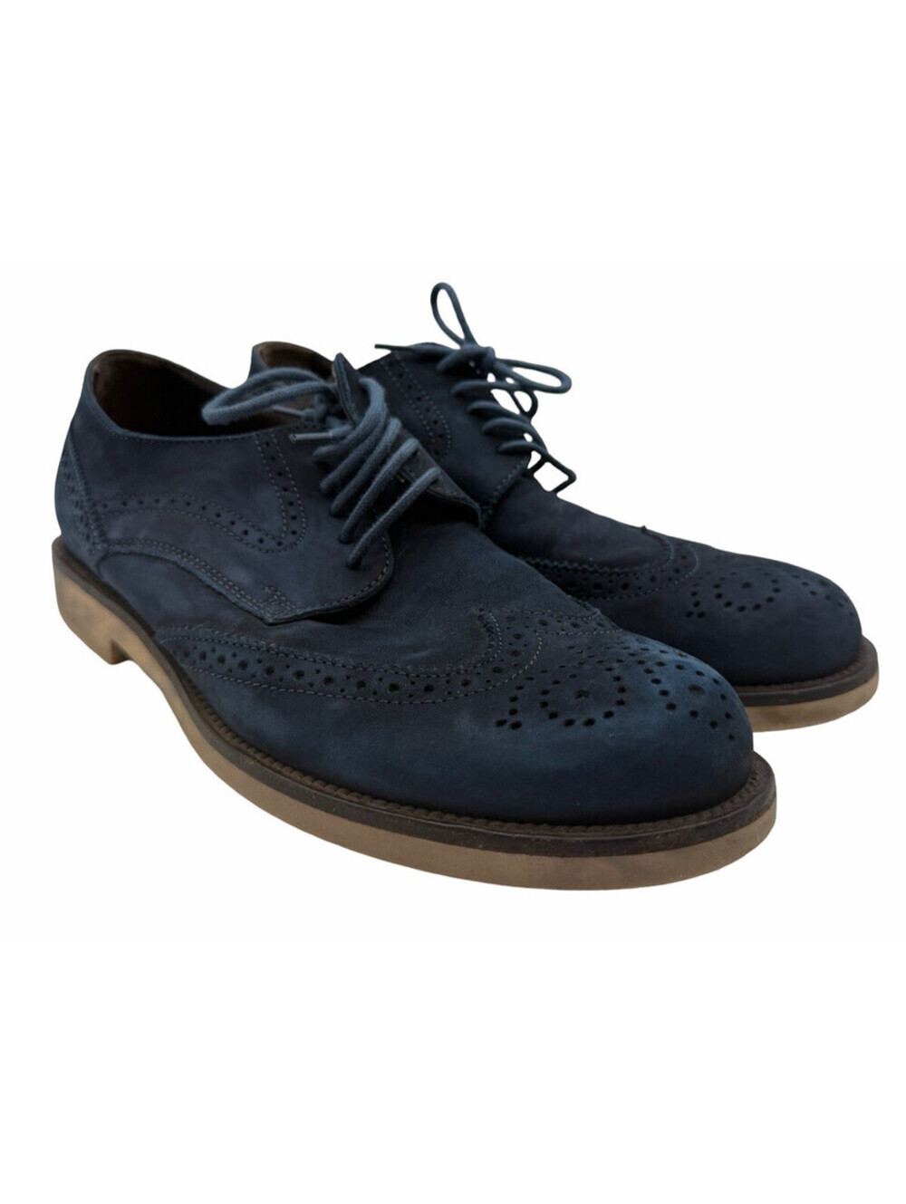 Tod's Nubuck Leather Wingtip Derby Brogue Oxford Shoes Blue Size UK 6 | US 7
